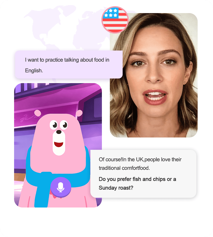 AI tutor chat scene in English